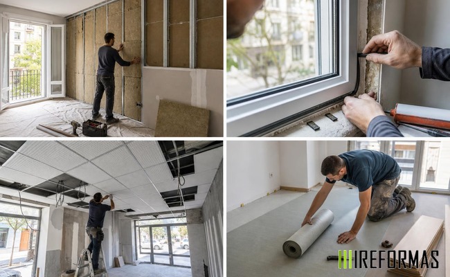Carpintería exterior revisada para reducir ruido Ventanas con sellado para mejorar el aislamiento acústico