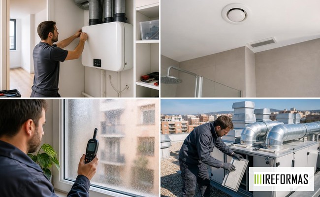 boca de ventilación mecánica controlada en baño reformado