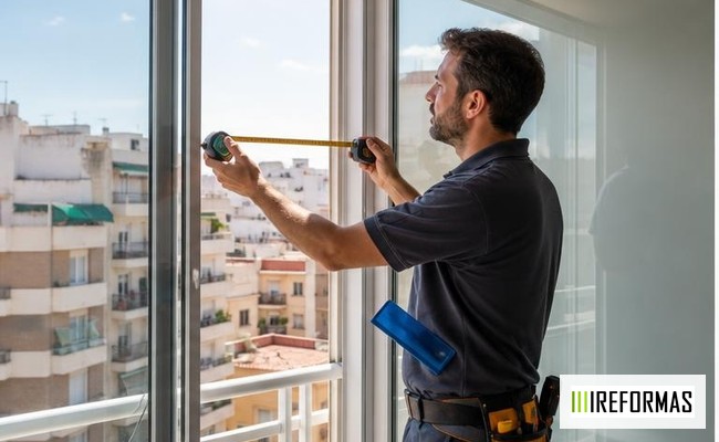 Revisión de ventana antes de instalar control solar medición de ventana antes de colocar lámina solar