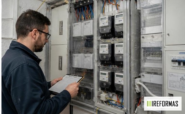mantenimiento de instalación eléctrica en cuarto de contadores de comunidad